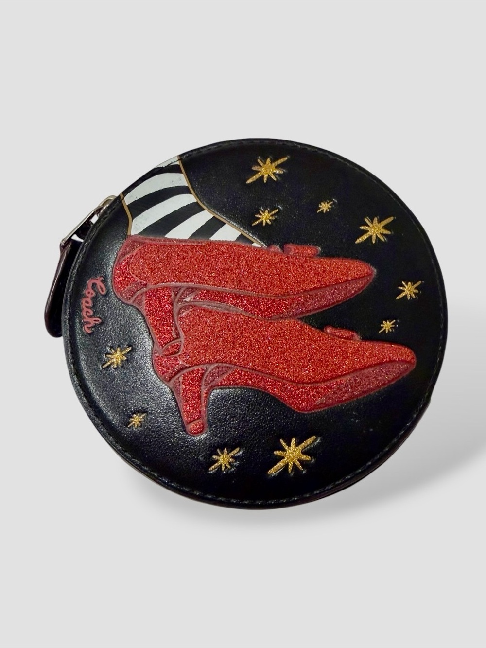 COACH x The Wizard of Oz Round Coin Case Ruby Slippers Limited Edition NEW